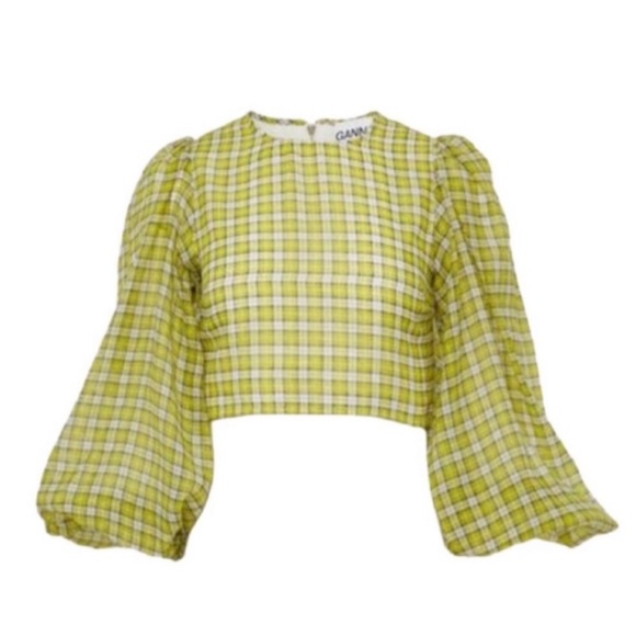 Ganni Organza Checked Cropped Top - NWT - Picture 3 of 6